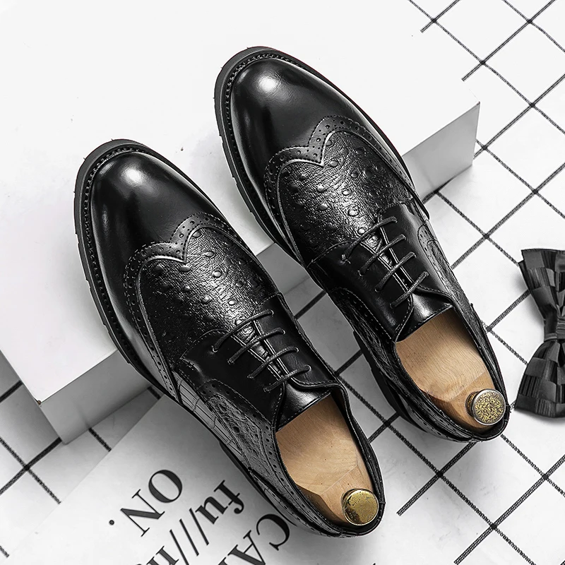 

2021 Man Pu Leather Shoes Rubber Sole Size 47 Man Office Business Dress Leather Flats Man Leather Wedding Shoes