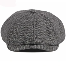 HT2905, берет, шапка, толстая, теплая, осень, зима, шапка, Винтаж, для мужчин, женщин, береты, в полоску, восьмиугольная, газетная, шапка, художника, художника, шапки-береты