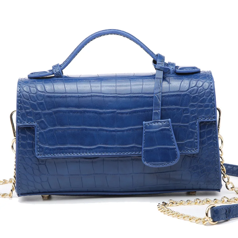 Серый клатч из крокодиловой кожи, кожаные вечерние сумки, сумка-клатч для женщин - Цвет: 8671 Blue