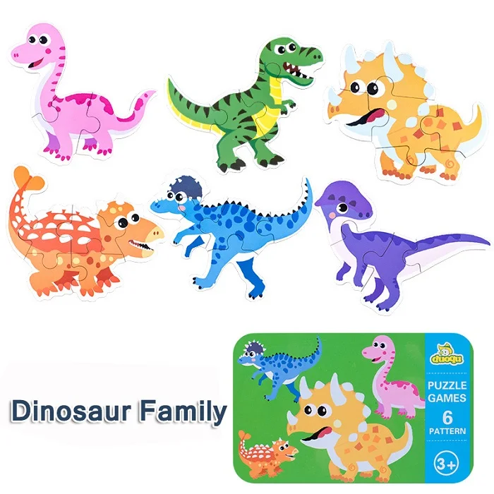 Children's New Wooden Puzzle Baby Early Educational Toys Cartoon Animal Traffic Wood Jigsaw Puzzles of The Six-in-One Toy 11