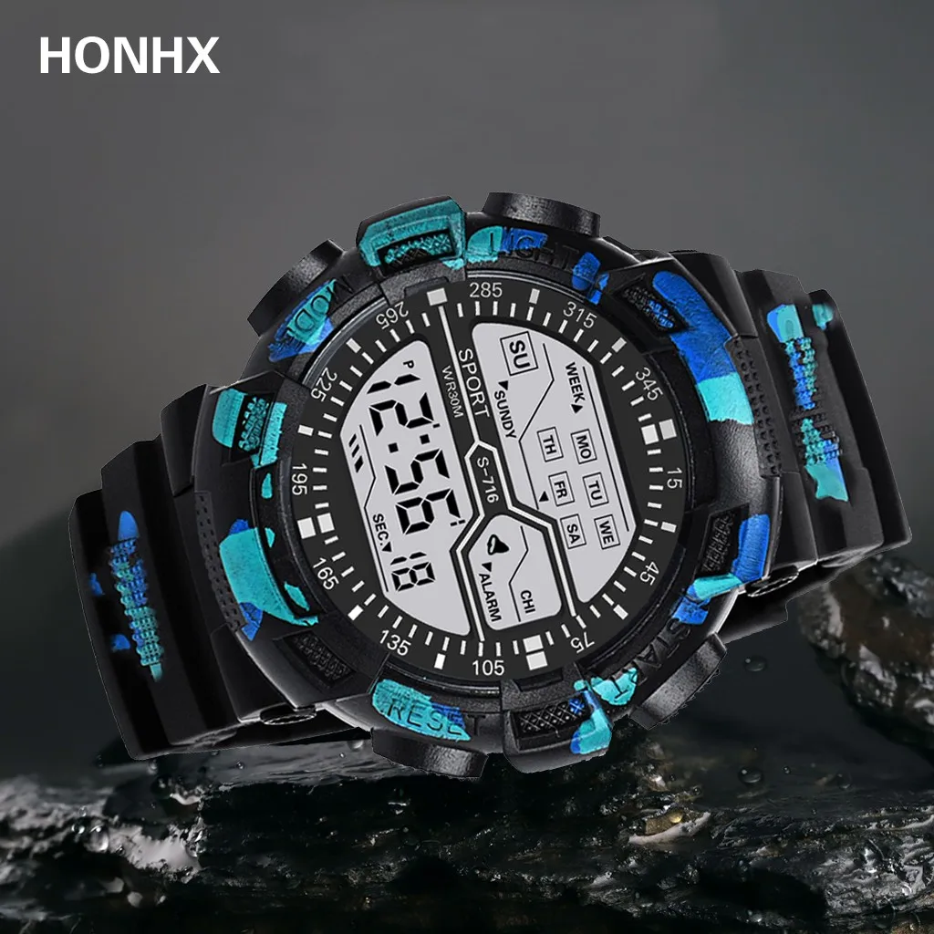 

2020 HONHX Mens Waterproof Digital LED Watch Multi Function Date Sport Men Outdoor Electronic Watch Relogio Clock reloj