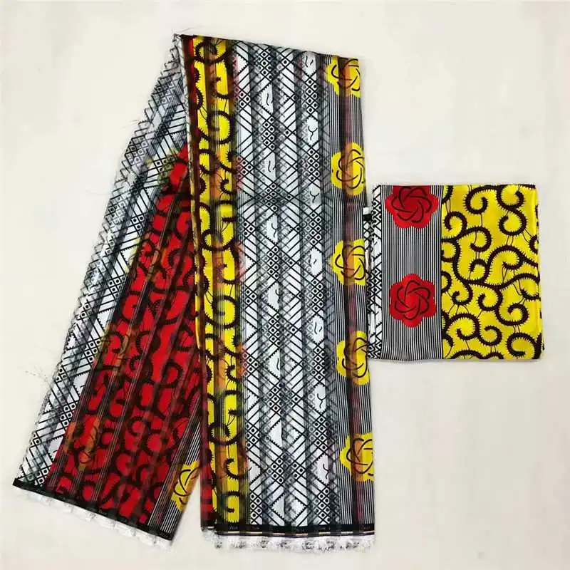 Черный и белый нигерийский Анкара мягкий принт воск принты ткани шелковые ткани tissus 2 ярдов chiffion+ 4 ярдов модал для платья