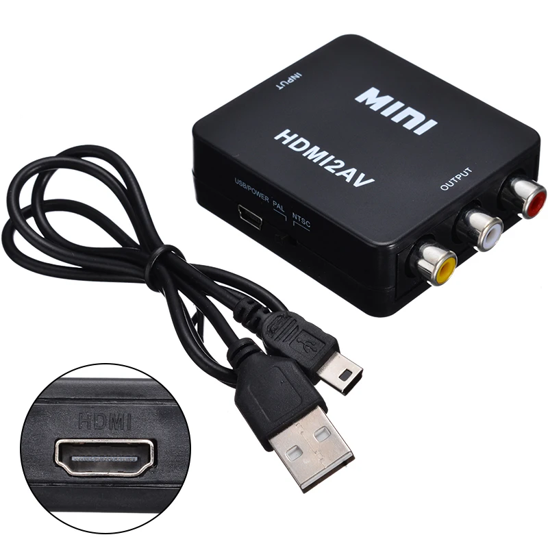 HDMI К AV адаптер мини HDMI к 3RCA AV CVSB L/R видео композитный видео аудио конвертер HDMI2AV видео конвертер коробка для ТВ