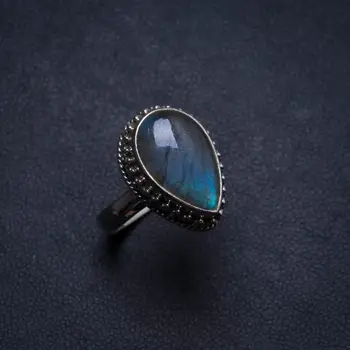 

Natural Labradorite Antique Design Handmade Unique 925 Sterling Silver Ring, US size 7.75 X2399