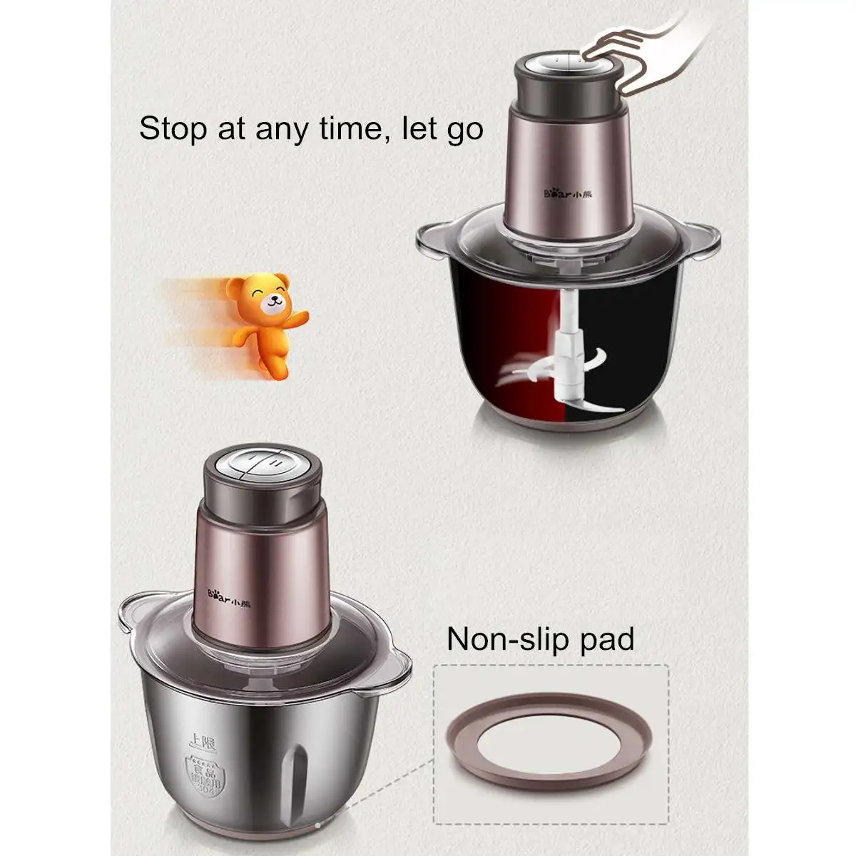 YOUPIN медведь QSJ-B03F1 2L 300W бытовая мясорубка 2-Скорость Электрический Нержавеющая сталь перемешать овощи Еда смесители