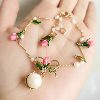 

2020 Rushed Bileklik Golden Bow Rose Natural Pearl Flower Small Rice Bead Decoration Bracelet Female Delicate Student Fresh