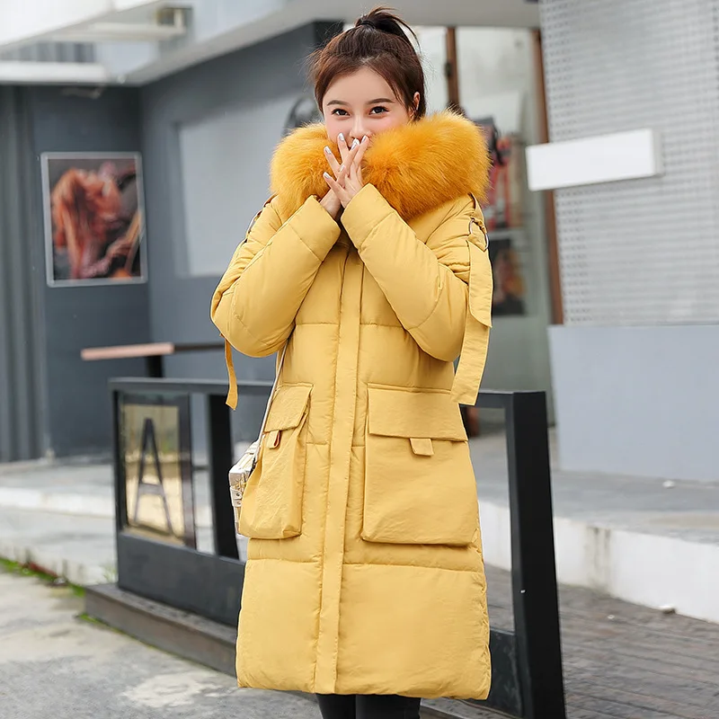 

Large Fur Collar Cotton-padded Clothes Women's Mid-length 2019 Winter New Style Korean-style Loose-Fit Cotton-padded Jacket over