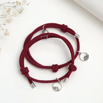 

Runxin New Style a Solemn Pledge of Love Couples Bracelets a Pair of Long-Distance-Anniversary Gift Hand-woven Attraction Carryi