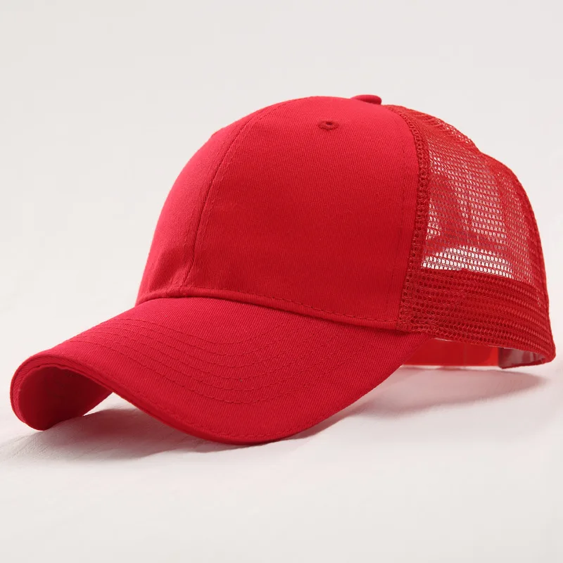 Бейсбольная кепка с хвостиком, летняя Новинка, одноцветная сетчатая Кепка, рекламные шляпы, женские уличные спортивные козырьки от солнца - Цвет: Красный