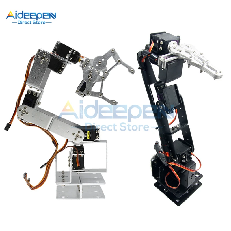 1Set ROT3U 6DOF manipolatore in alluminio braccio robotico meccanico morsetto robotico artiglio giocattoli manipolatore meccanico per Arduino - immagine 2