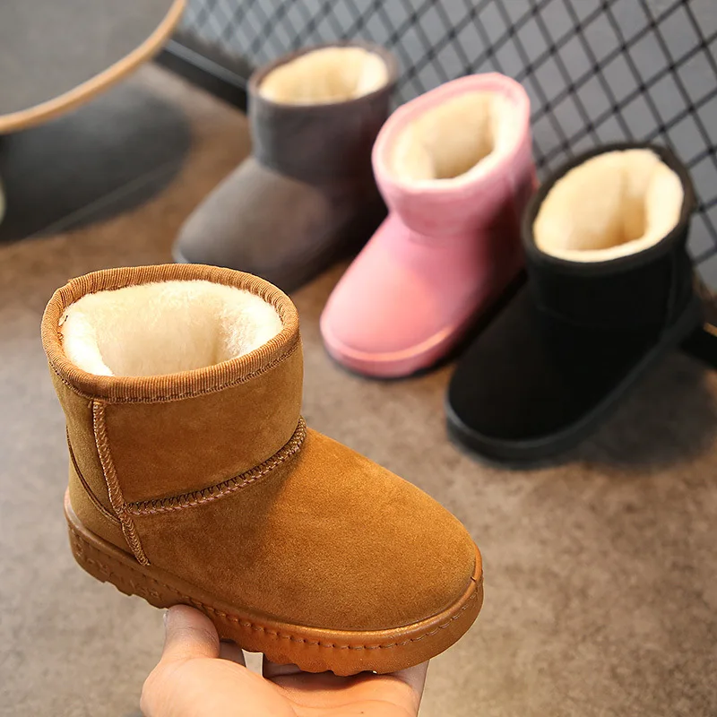 2019 зимние ботинки для девочек; зимняя теплая детская обувь на плоской подошве с круглым носком; мягкие ботинки для маленьких детей; цвет