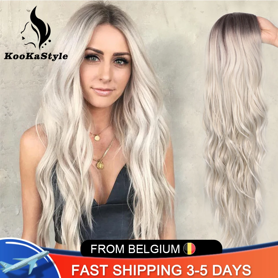 Mejor precio KooKaStyle-Peluca de cabello sintético para mujer, largo ondulado, parte Natural, lateral, fiesta, resistente al calor, Rubio degradado, Brizilan mlKEn0BQV Mejor precio KooKaStyle-Peluca de cabello sintético para mujer, largo ondulado, parte Natural, lateral, fiesta, resistente al calor, Rubio degradado, Brizilan mlKEn0BQV