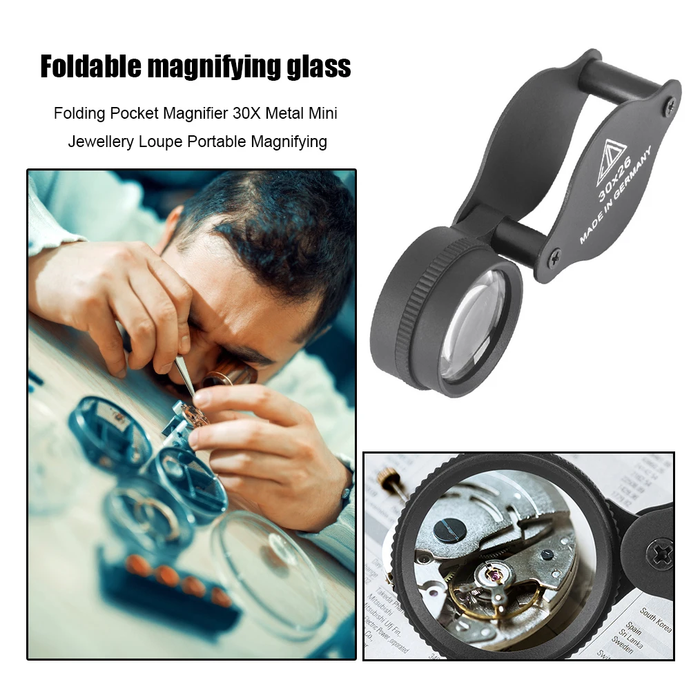 LOUPE,Loupe de poche pliante légère 30X, Mini Loupe de