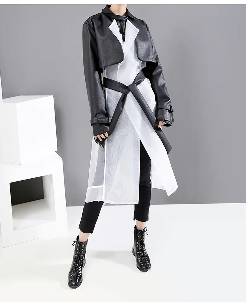 XITAO уличная одежда тренд PU сращивания сетки пальто для женщин личности ветровка модный топ Женская Осенняя одежда DMY1565