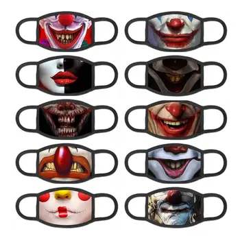 

Scary Clown Mouth Mask 3D Print Men Face Masks Outside Motorcycle Dustproof Face Mask with PM2.5 Filters Washable Masks