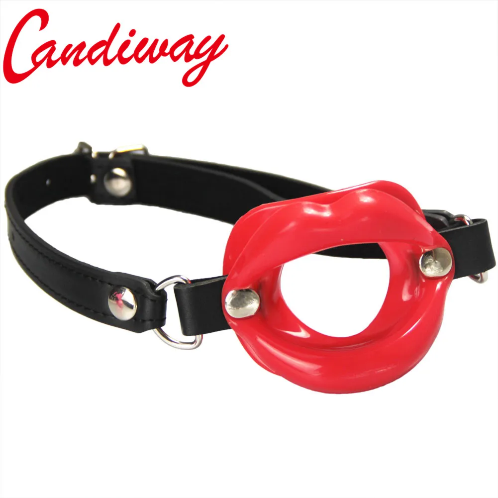 PU Leather Rubber Lips O Ring Oral Sex Gag BDSM Fetish Bondage Restraints Erotic Toys For Couples