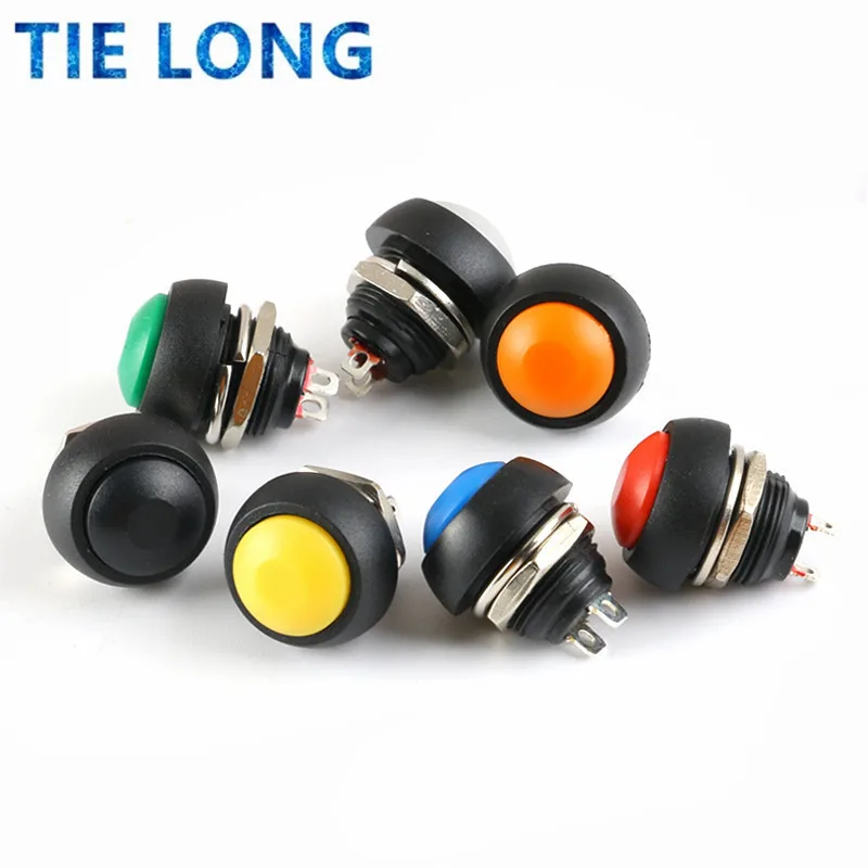 12mm Waterproof Momentary ON/OFF Push Button Mini Round Switch 1A 250V