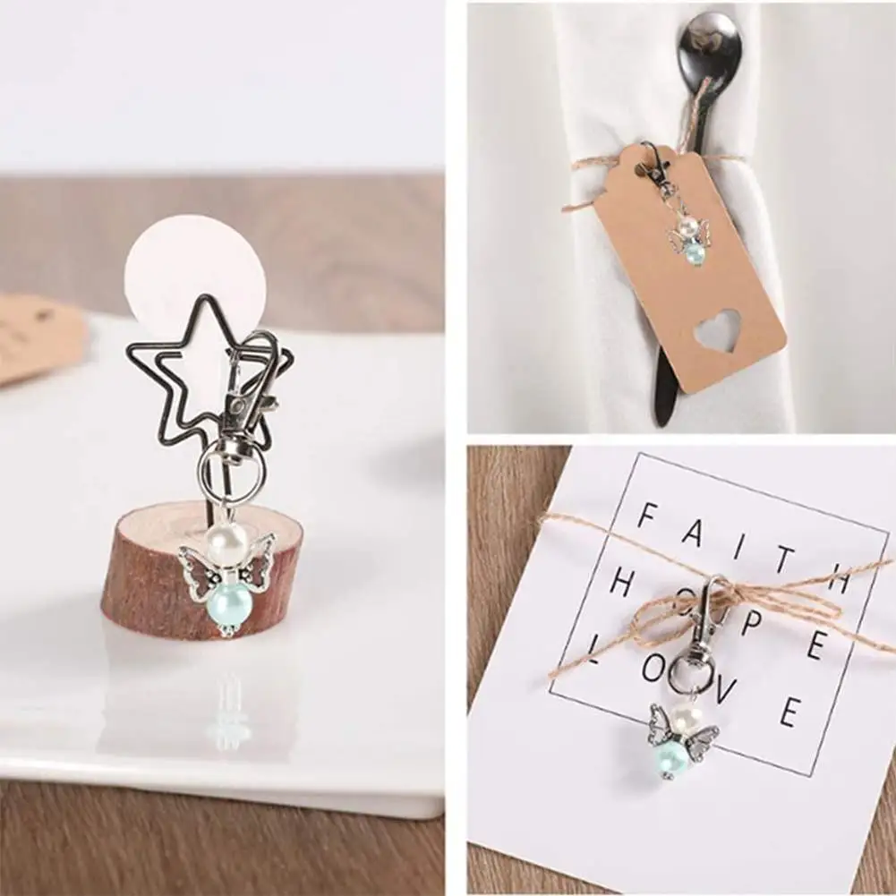 30Pcs/set Angel Design Keychain Favors Set White Organza Gift Bags Thank You Kraft Tags for Baby Shower Wedding Birthday Party