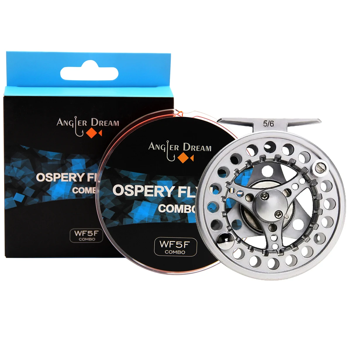 1/2 3/4 5/6 7/8WT Silver Aluminum Large Arbor Fly Fishing Reel With WF  2/3/5/8F Fly Fishing Line Combo