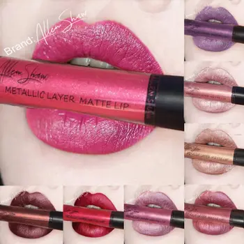 

Matte Lipstick Metal Matte Waterproof Lip Stick Nude Sexy Red Lip Balm Makeup Cosmetics Long-Lasting Liquid Lipstick 12 Color
