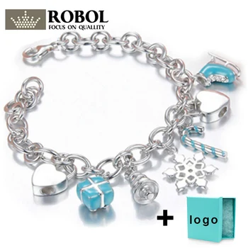 

SL TFB TTFF Rllen New Original 925 Snowflake Gift Box Love String Bracelet with Original Logo Ladies Jewelry Wholesale.
