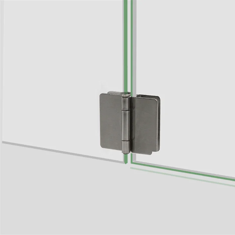 1pcs Glass Door Hinge Double Sided Without Hole Stainless Steel Cabinet Cupboard Glass Clamps Clip for 4/9/12mm 180 Degree