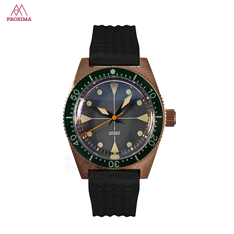 Sapphire Green Bezel Proxima Для мужчин спортивные часы класса люкс лучший бренд Сапфир автоматические механические двигаться Для мужчин t дайвер наручные Водонепроницаемый 200 м вафельный группа - Цвет: Sapphire Green Bezel