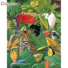 

GATYZTORY Frame Diy Painting By Numbers Jungle Animals Handpainted Art Landscape Canvas Colouring Gift 60×75cm Wall Decor