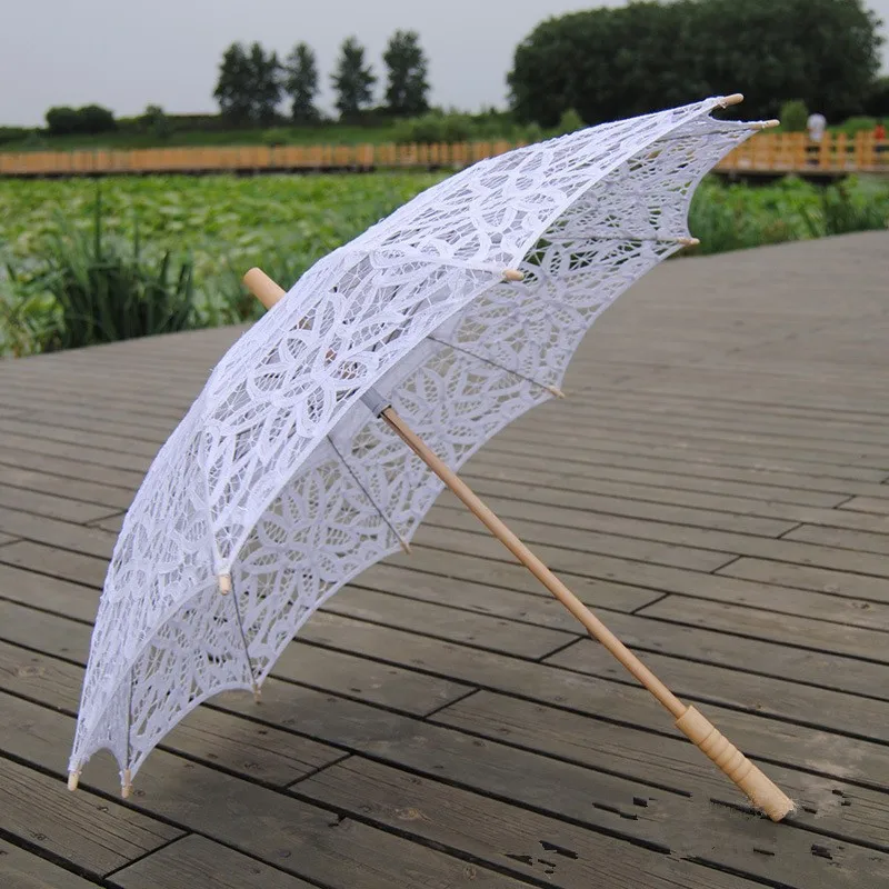 Модный зонт от солнца с кружевами зонтик Зонт с вышивкой Белый слоновой кости Свадебный зонтик Ombrelle Dentelle Parapluie Mariage