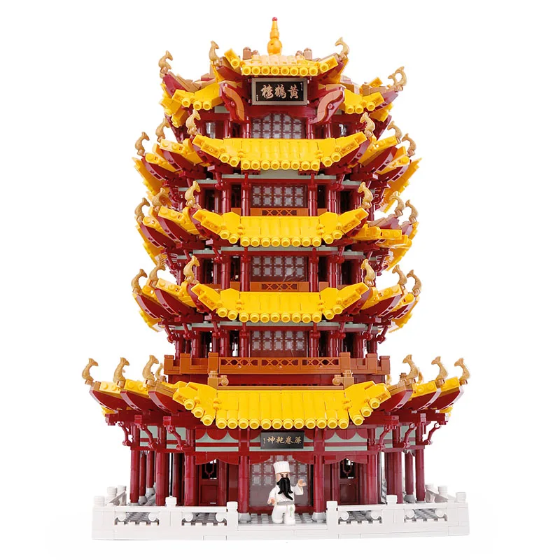 6794PCS Yeshin 01024, китайские уличные строительные игрушки, набор с желтым журавлем и башней для сборки, строительные блоки, кирпичи, детские рождественские игрушки - Цвет: 6794PCS