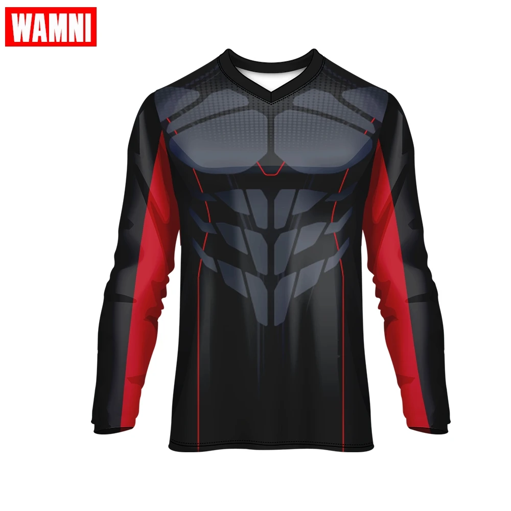 WAMNI 3D спортивная футболка с v образным вырезом и длинным рукавом для бега