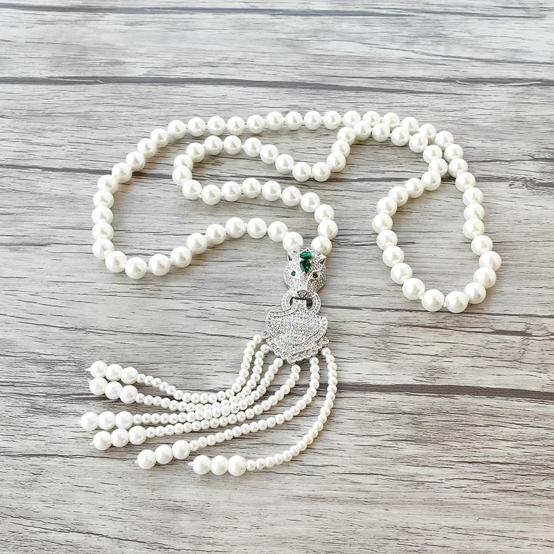 NK514 1Pcs Handmade Silver charm Pendant zircon CZ Micro pave Connector,Natural Shell Pearl Beads Chain tassels Women Jewelry Necklace - Окраска металла: NK514