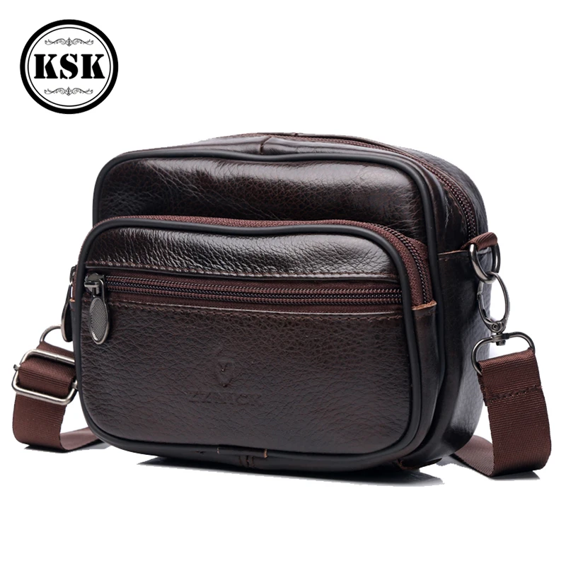 Men's Genuine Leather Bag Small Shoulder Bag Messenger Bags For Men Fashion Flap Luxury Male Crossbody Bags KSK