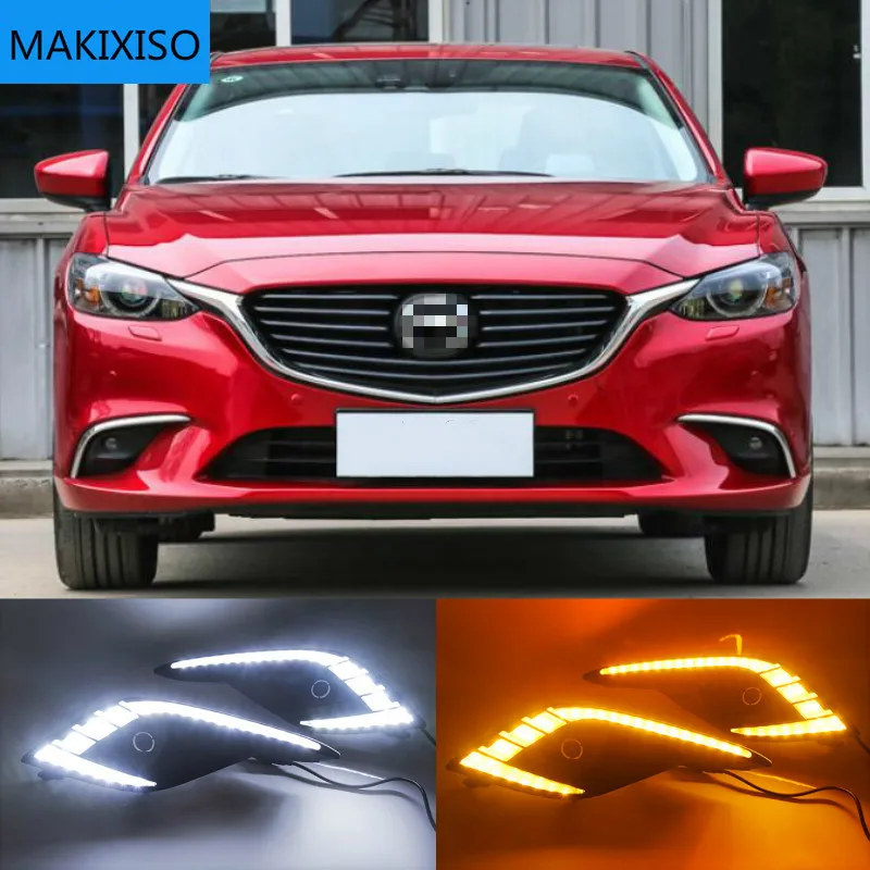 

Для Mazda 6 Atenza 2016 2017 2018 дневные ходовые светильник светодиодный DRL Противотуманные фары дальнего света s желтый указатель поворота