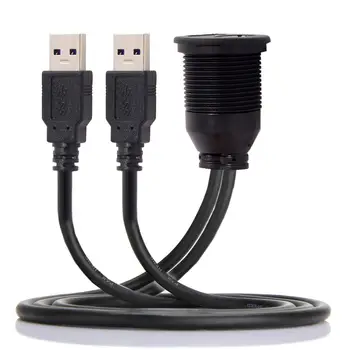 

Dual Ports USB 3.0 Extension AUX Flush Mount Car Mount Extension Cable for Dashboard Panel 1m Waterproof