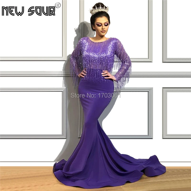 Длинные пикантные вечерние платья с кисточками Русалка vestido de festa турецкие исламские вечерние арабское вечернее платье Кутюр Дубай выпускное платье Aibye