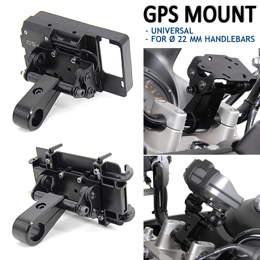 Universal New For Ø 22mm Handlebar New Black Motorcycle Phone GPS Mount With Handlebar Clamp
