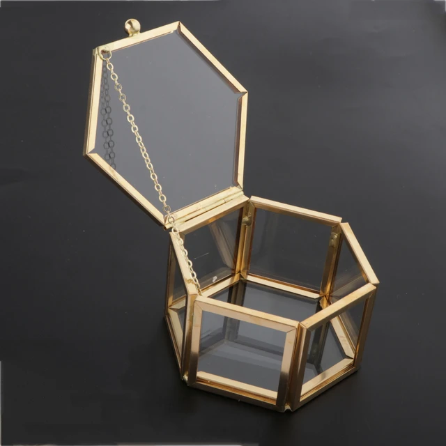 2021 NEW Hexagon Clear Glass Jewelry Box Wedding Ring Box Geometric Jewellery  Organizer Box Showcase Container Watches box - AliExpress