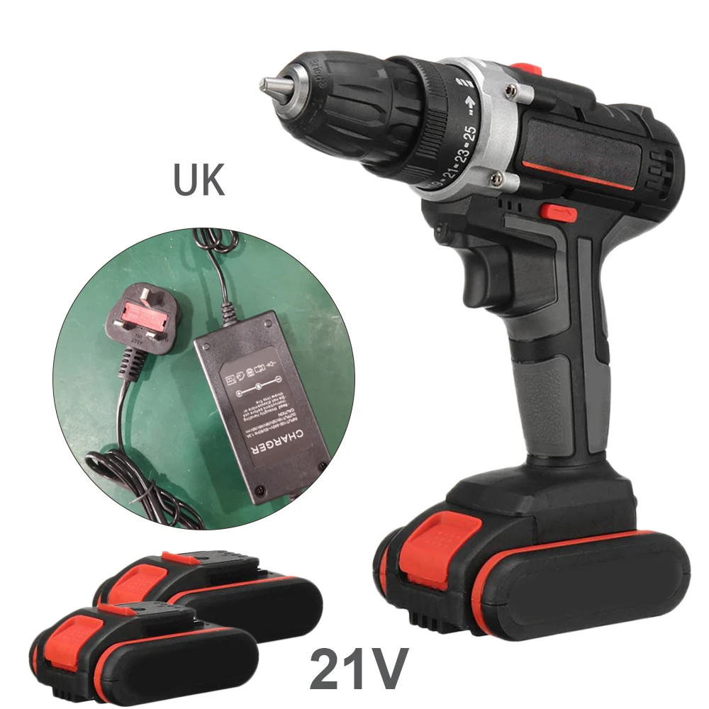 

Cordless Electric Drill Brush Motor Forward Reverse Lock Switch LED Working Light Display Garage Use Power Driils