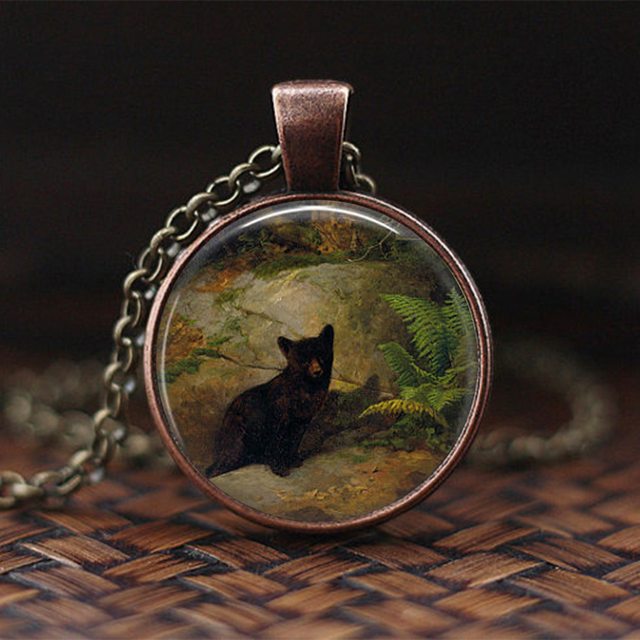 Running Rabbit Dome Glass Pendant Necklace Bunny Choker Necklace for Women Girls Animal Trendy Delicate Charm Gift Jewelry