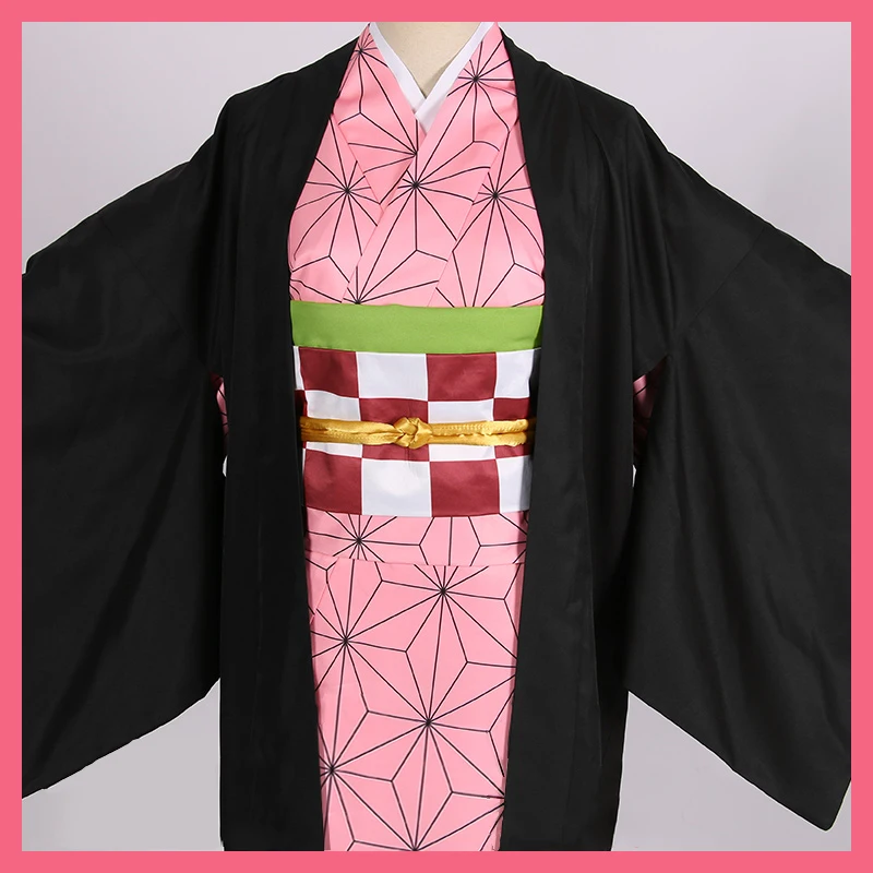 Популярные Аниме Kamado Nezuko Hunter костюмы для косплея Kimetsu no Yaiba Женские кимоно розовые