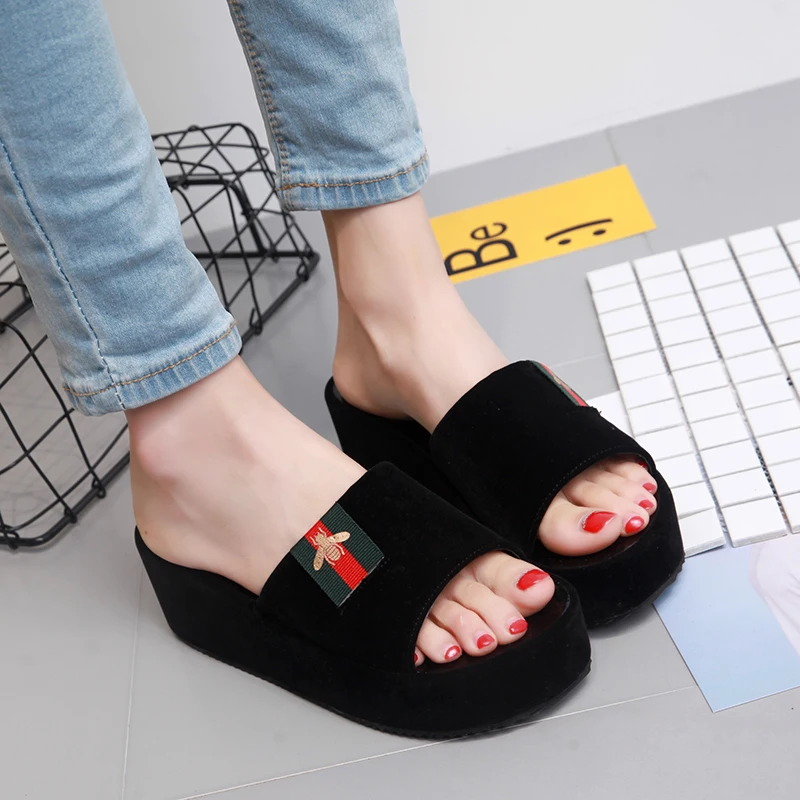 

zapatillas mujer 2020 outside women slides slip-on round toe platform sandals for ladies summer wedges beach shoes size 35-40