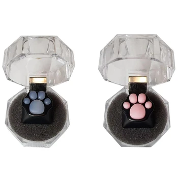 

2 Pcs Cat Claw ESC Keycap PBT + Silicone Keycap for Mechanical Keyboard-Black & Pink & Transparent Black