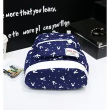 Стиль корейско-Стиль Универсальный Детский жакет из денима для девочки; в студенческом стиле набор из четырех частей из плотной ткани с рисунком кролика школьная сумка рюкзак