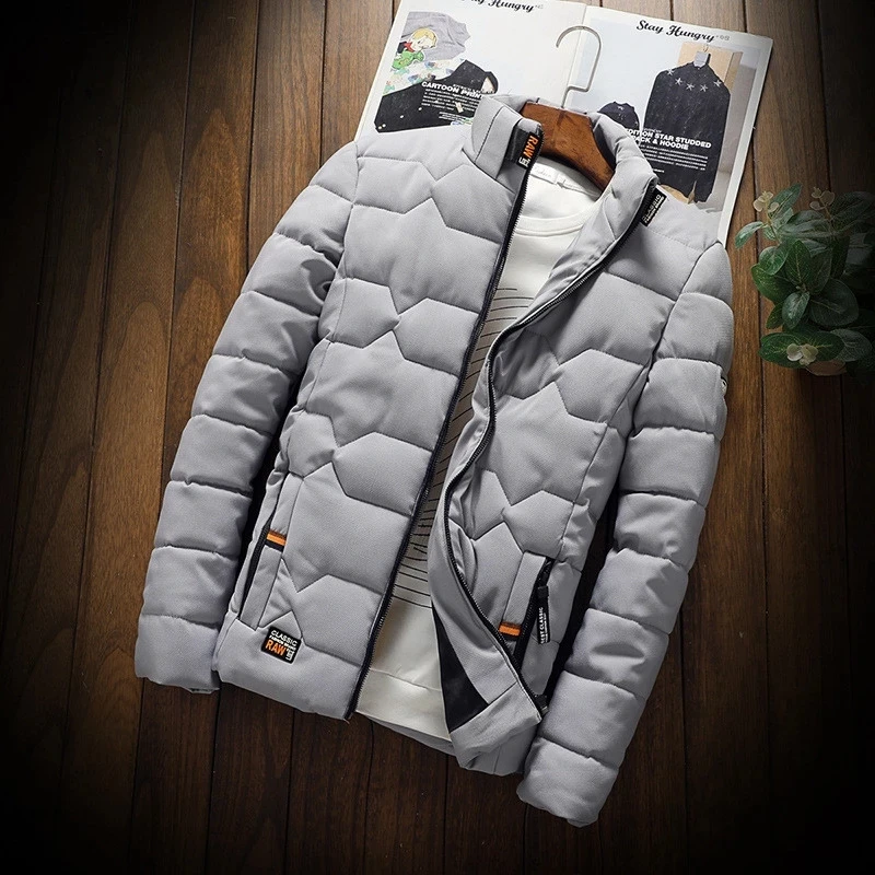 Модная мужская куртка, парка, Осень-зима, с хлопковой подкладкой, толстое теплое повседневное пальто, Мужская однотонная ветровка, новинка, тонкая верхняя одежда 4XL