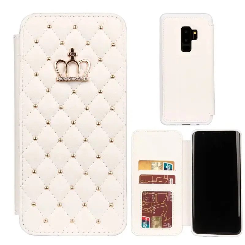PU Leather Wallet For Samsung Galaxy S8 S9 S10 Plus Note 8 9 10 plus Case Glitter Diamond Case Flip Cover Cell Phone Bag