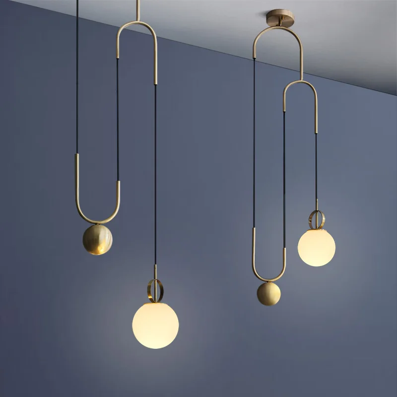 Nordic Industrial Pendant Lamp droplight Stretchable Lifting Glass Ball Designer Bar Bedroom Bedside Hanging Light Fixtures | Лампы и