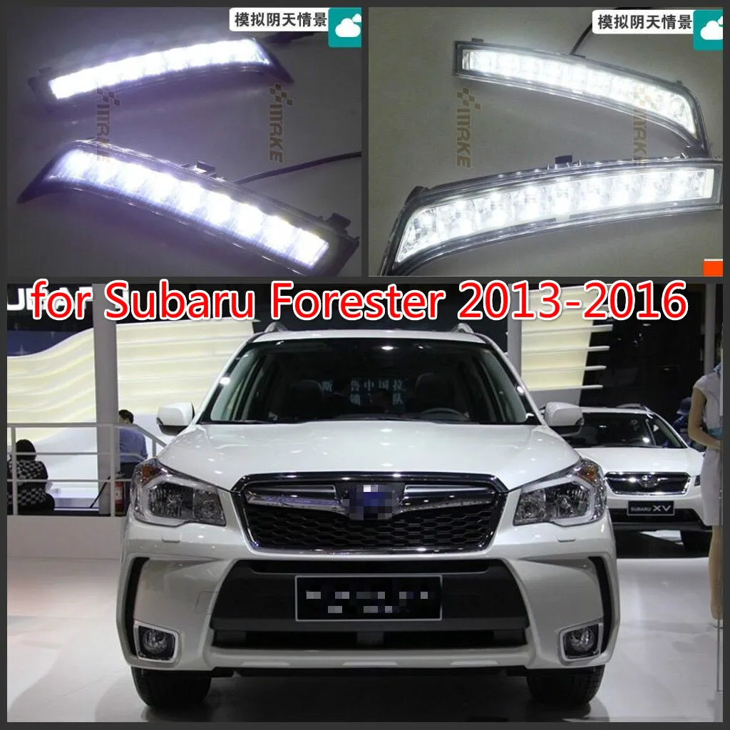 2Pcs/Pair SUNKIA Daylight Fog Lamp Car LED Daytime Running Light Black Cover DRL for Subaru Forester 2013
