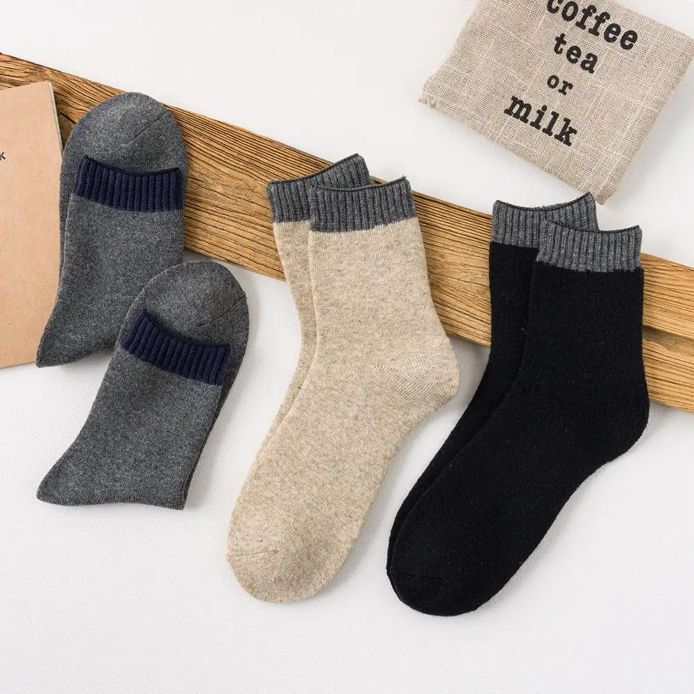 

5Pairs/Lot Winter Men's Thick Terry Warm Fashionable Joker Retro Style Tube Socks Snow Wool Quality Male Stockings 2020 Hot Sale