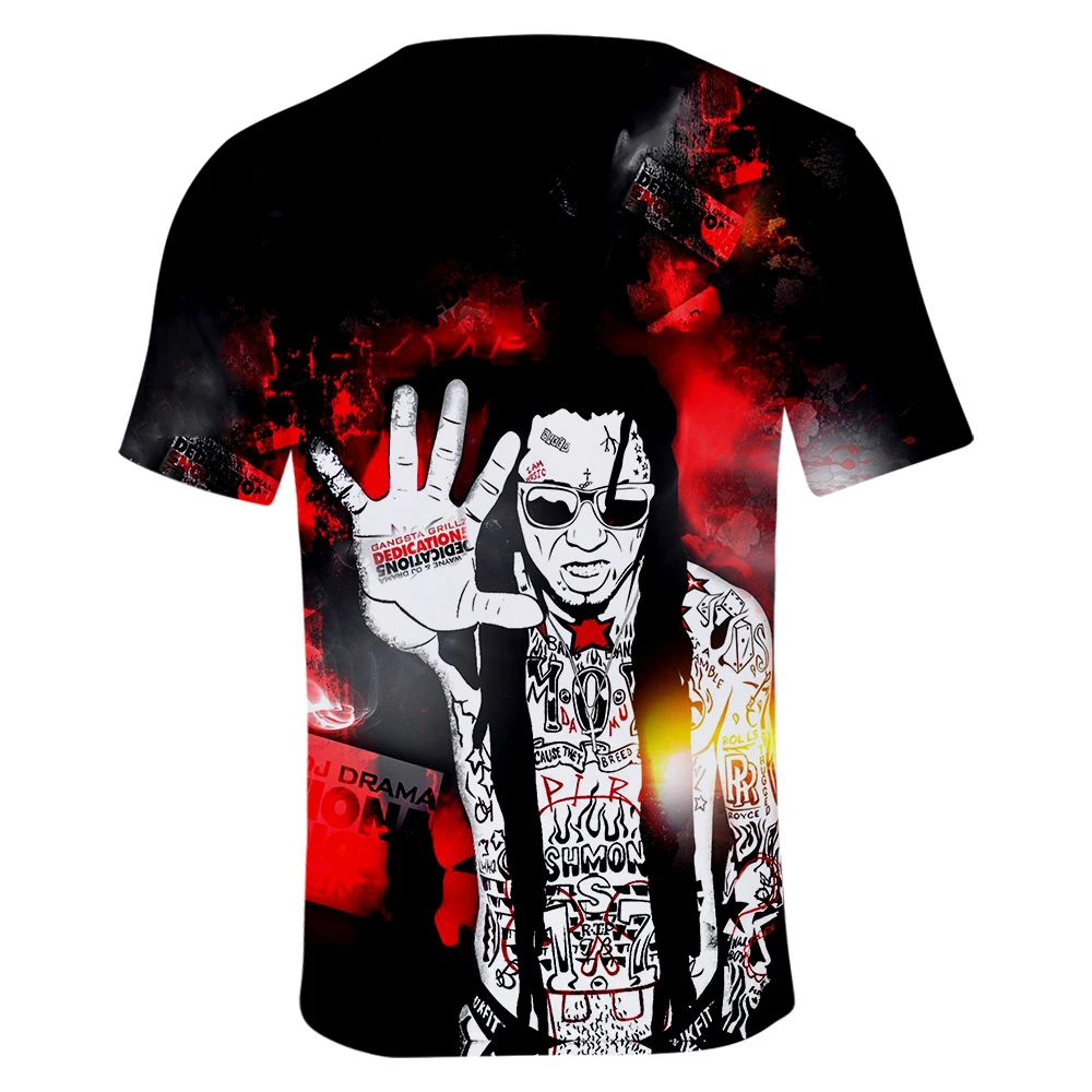 Lil Wayne футболка 3D для мужчин и женщин футболка Lil Wayne с короткими рукавами для мальчиков и девочек Летняя дышащая Футболка Топ в простом стиле